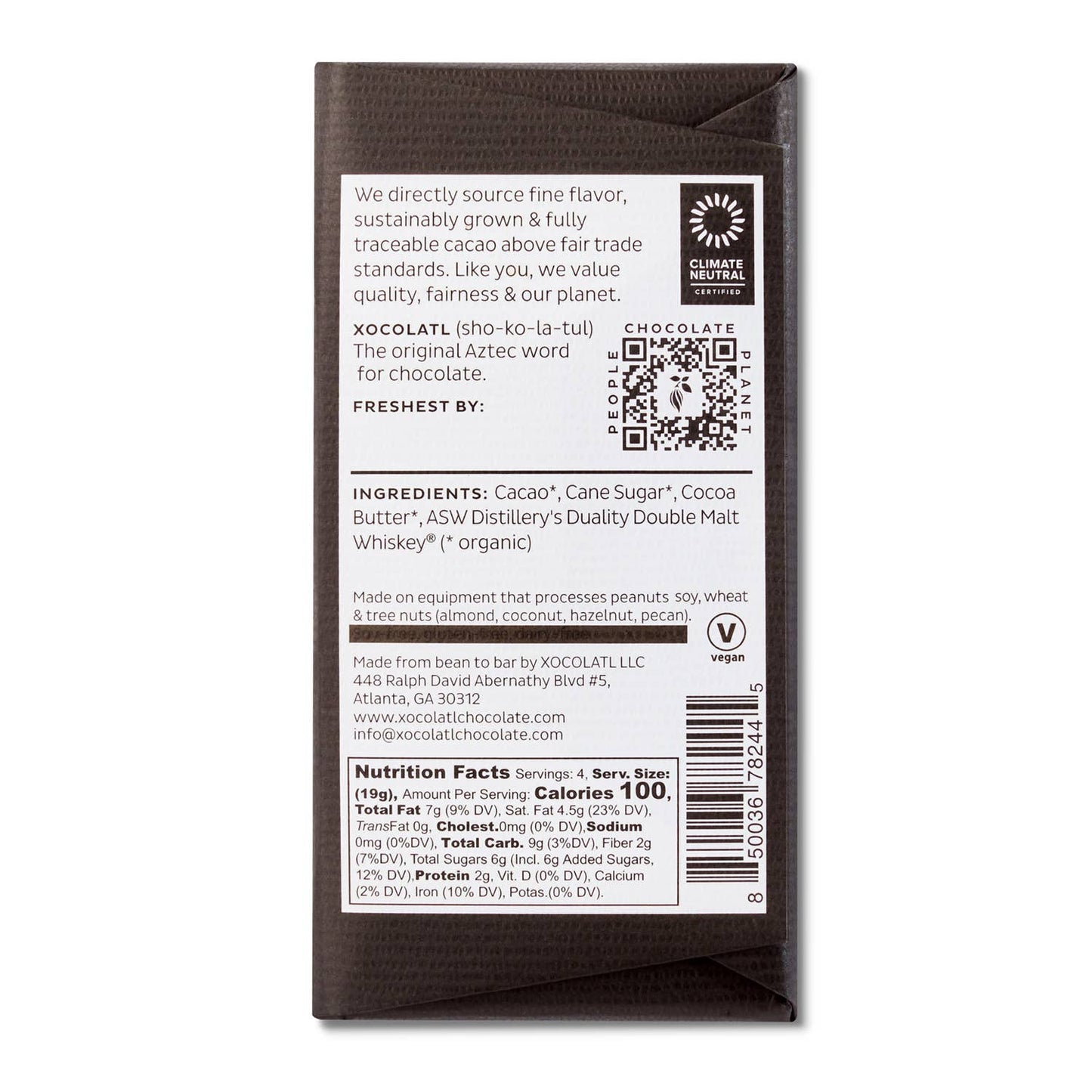 Barrel Aged Dark: 70% dark chocolate with ASW whiskey