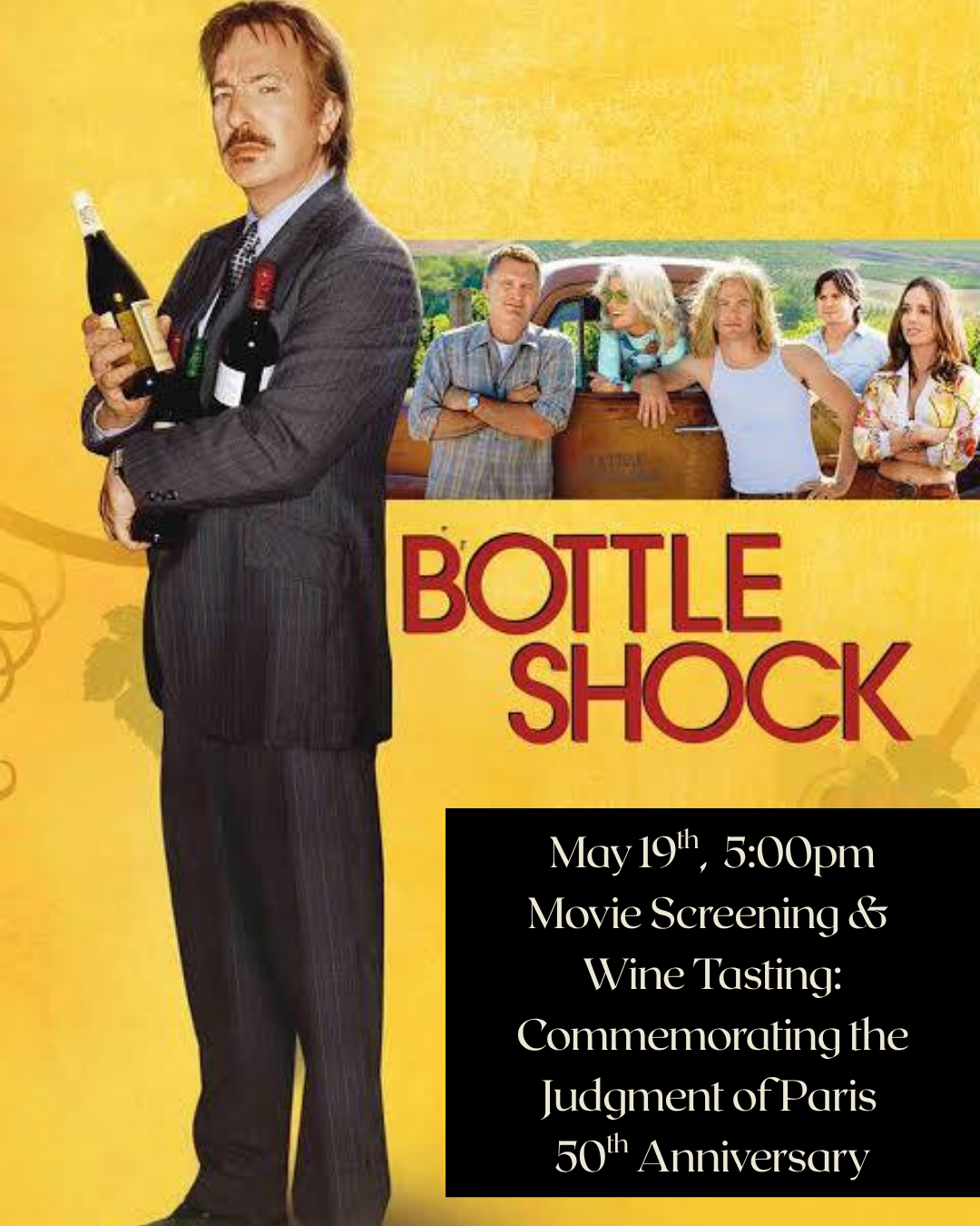 Judgement of Paris Commemorative Tasting + "Bottle Shock" Movie Screening