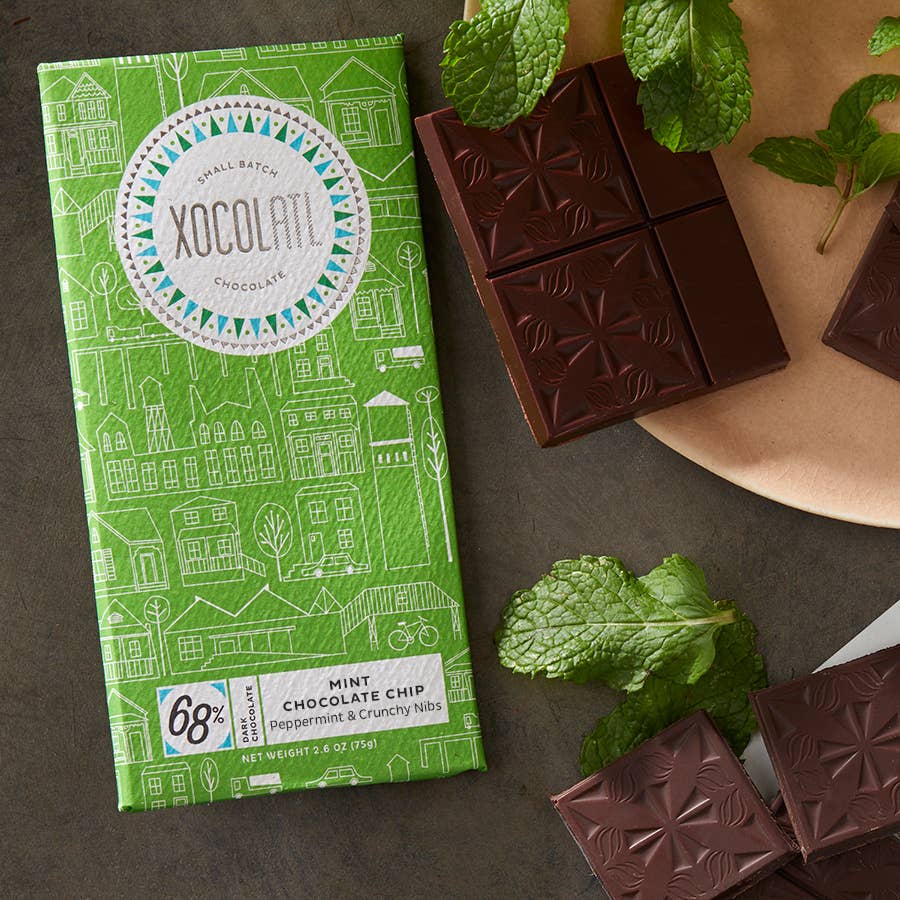 Mint Chocolate Chip: 68% dark chocolate with peppermint