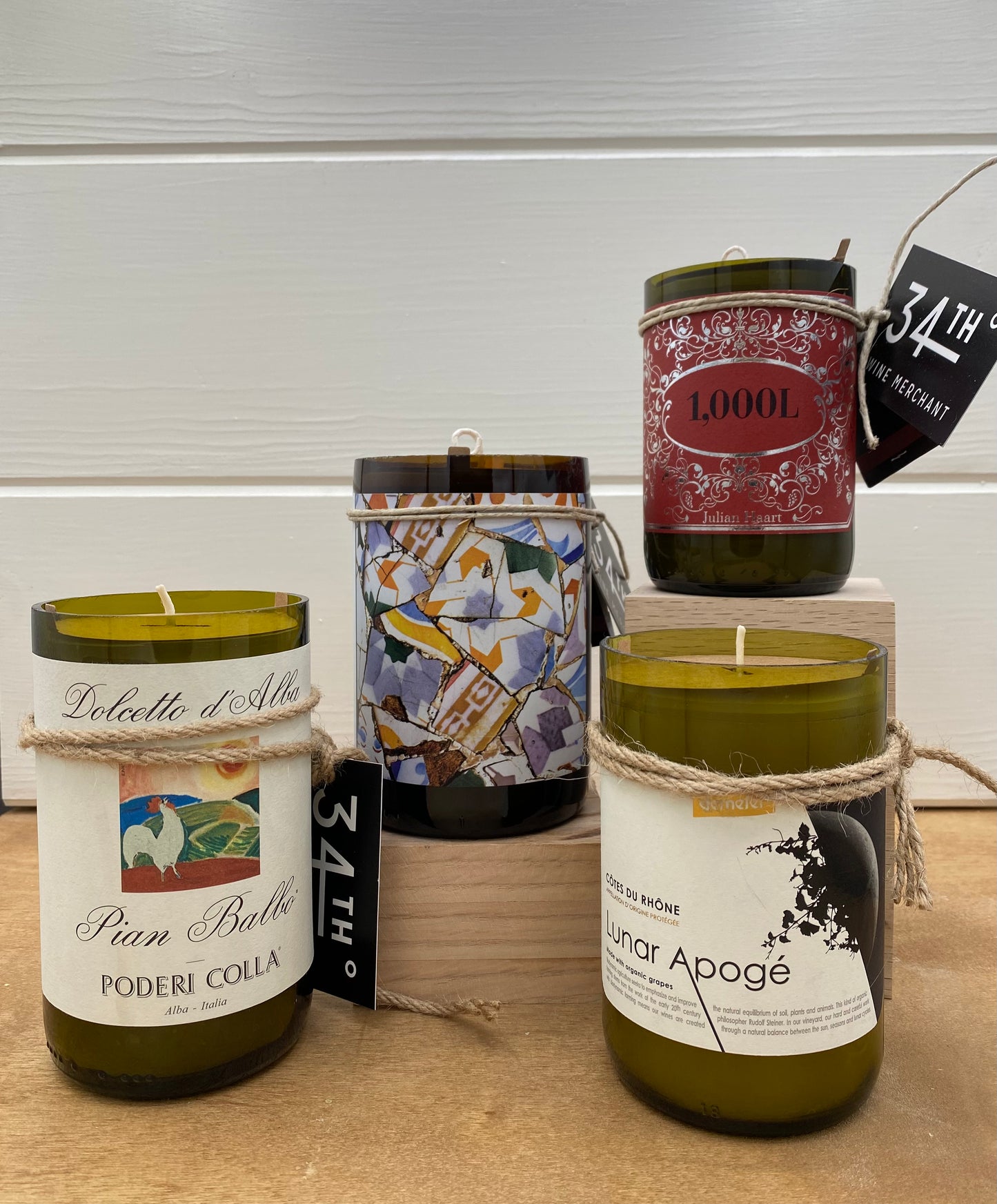 Unscented Organic Beeswax Wine Bottle Candle