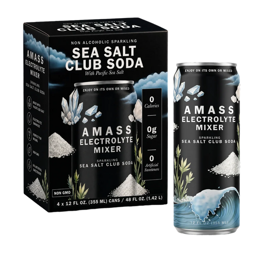 Amass Electrolyte Mixer - Sea Salt Club Soda, 12oz cans 4-pack