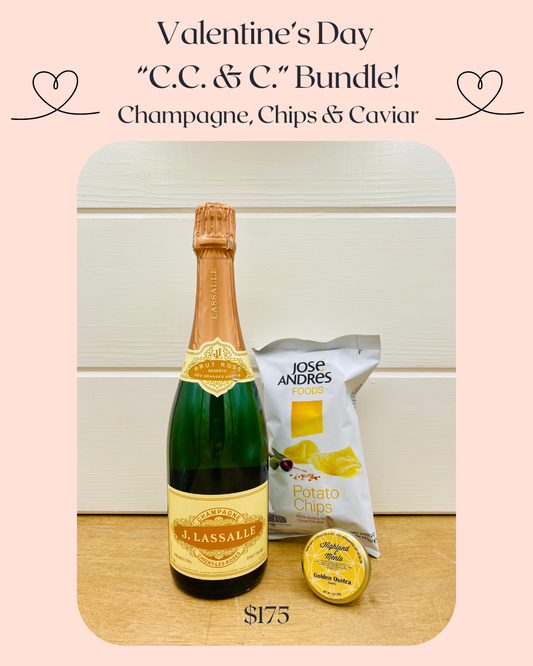 Valentine's Day Champagne, Chips & Caviar Bundle