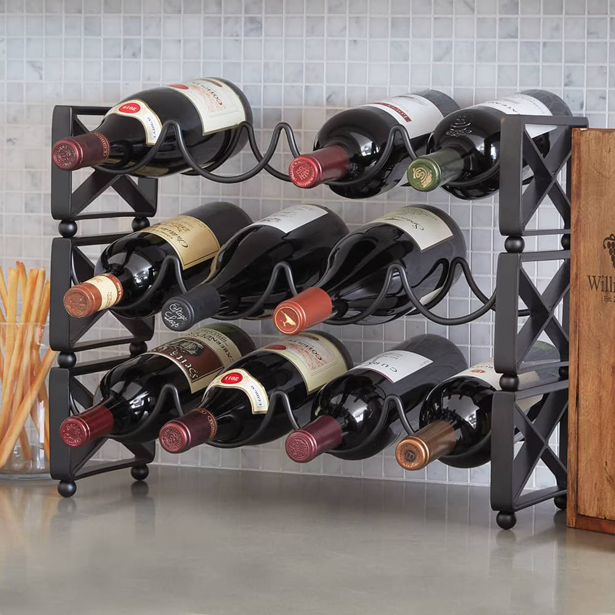 Stackable Metal Wine Rack for 12 Bottles