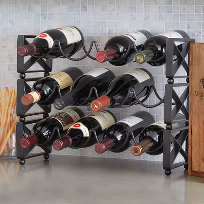 Stackable Metal Wine Rack for 12 Bottles